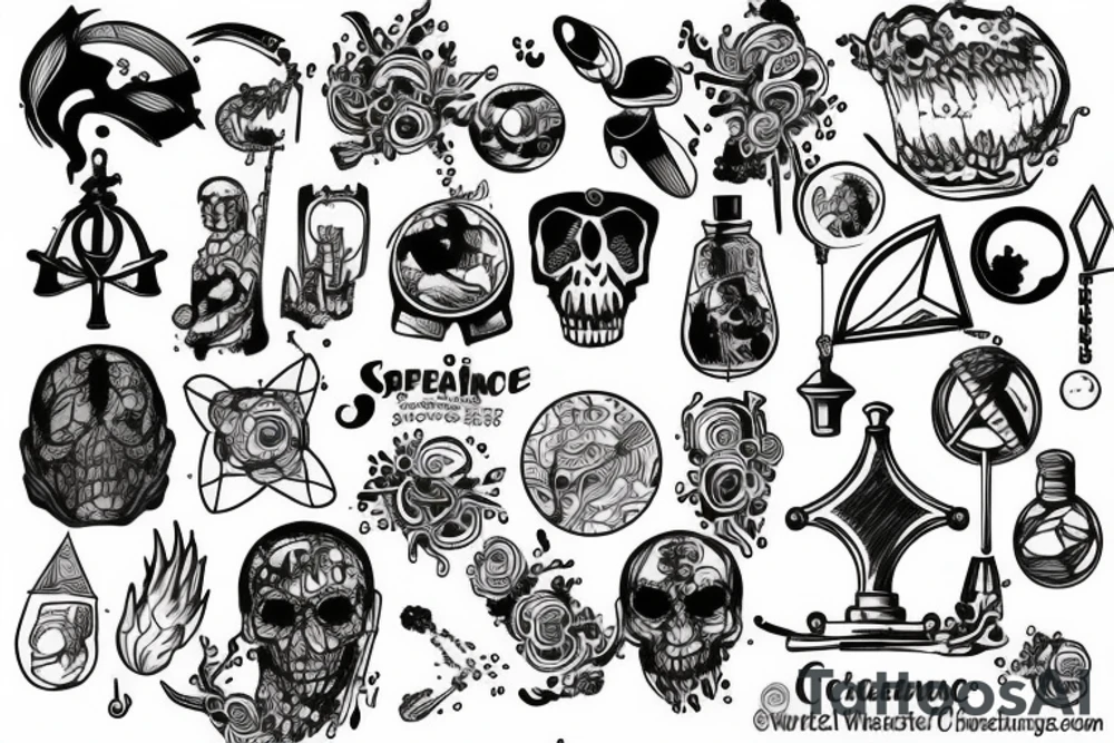 Creativity, Science, Humour, Justice tattoo idea