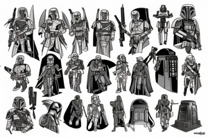 deathwatch mandalorian and tardis tattoo idea