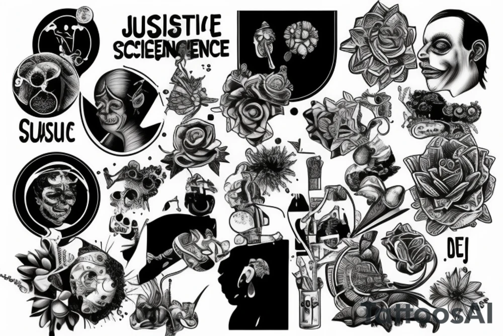 Creativity, Science, Humour, Justice tattoo idea