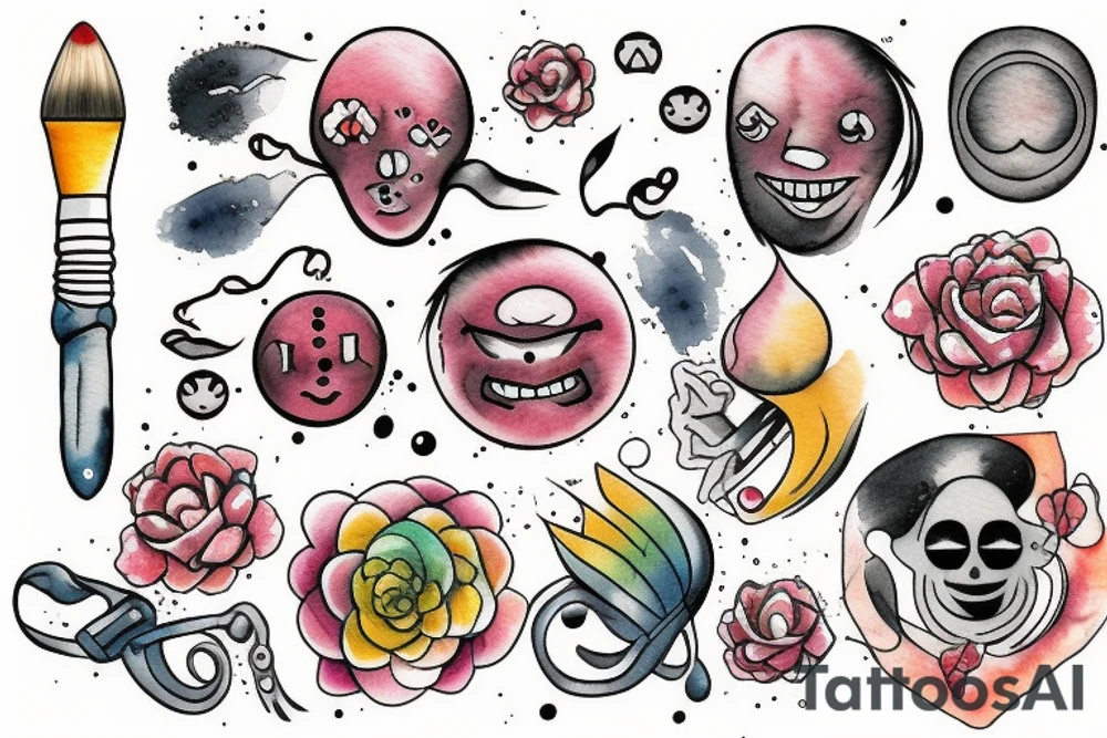 Brush. Atom, Smiley, Libra tattoo idea