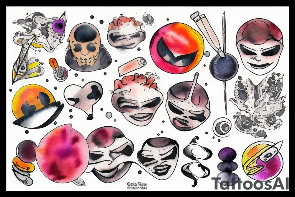 Brush. Atom, Smiley, Libra tattoo idea