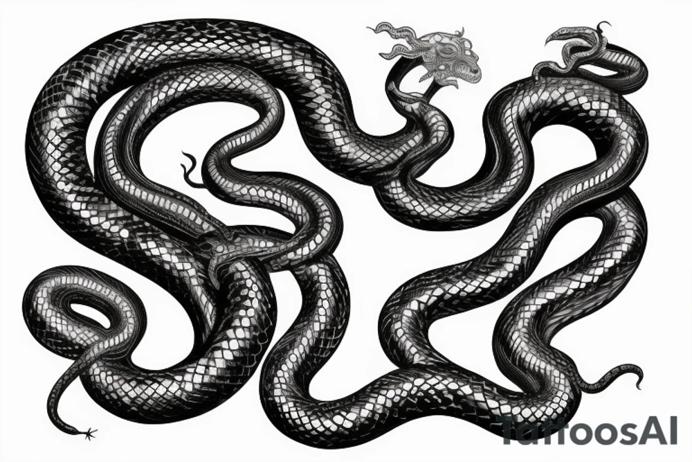 Medusa head with snakes wrapping and twisting down the arm tattoo idea