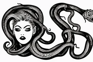 head of medusa with snakes twisting downwards tattoo idea