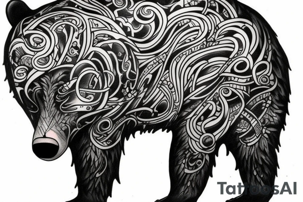 Angry Wild bear tattoo idea