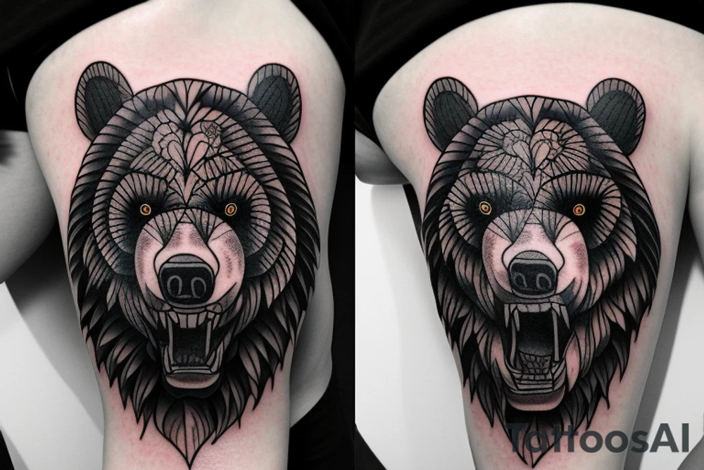 Angry Wild bear tattoo idea