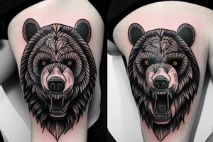Angry Wild bear tattoo idea