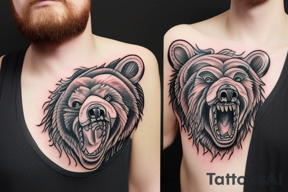 Angry Wild bear tattoo idea