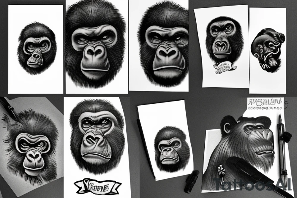 Black gorilla tattoo idea