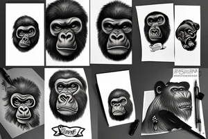 Black gorilla tattoo idea