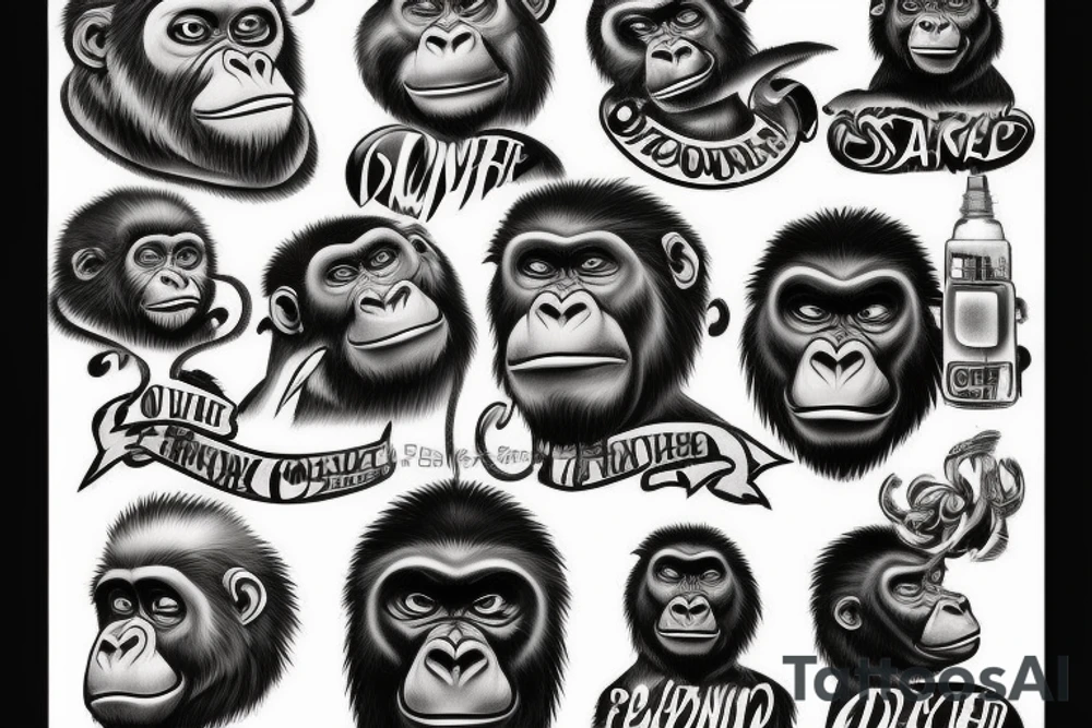 Black gorilla old school savage tattoo idea