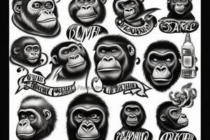 Black gorilla old school savage tattoo idea