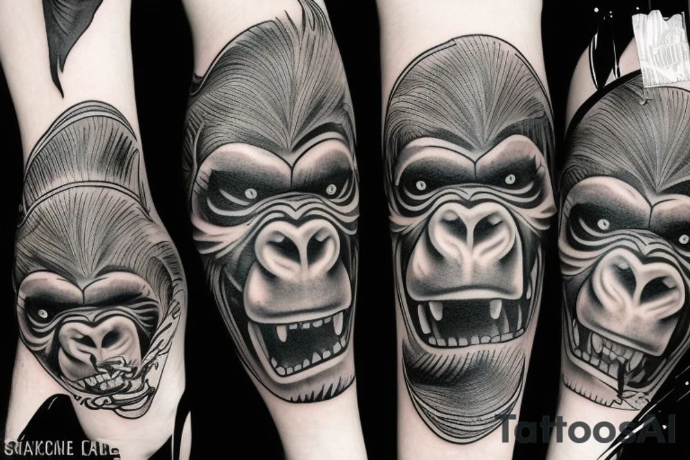 Black gorilla old school savage tattoo idea