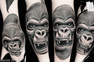 Black gorilla old school savage tattoo idea