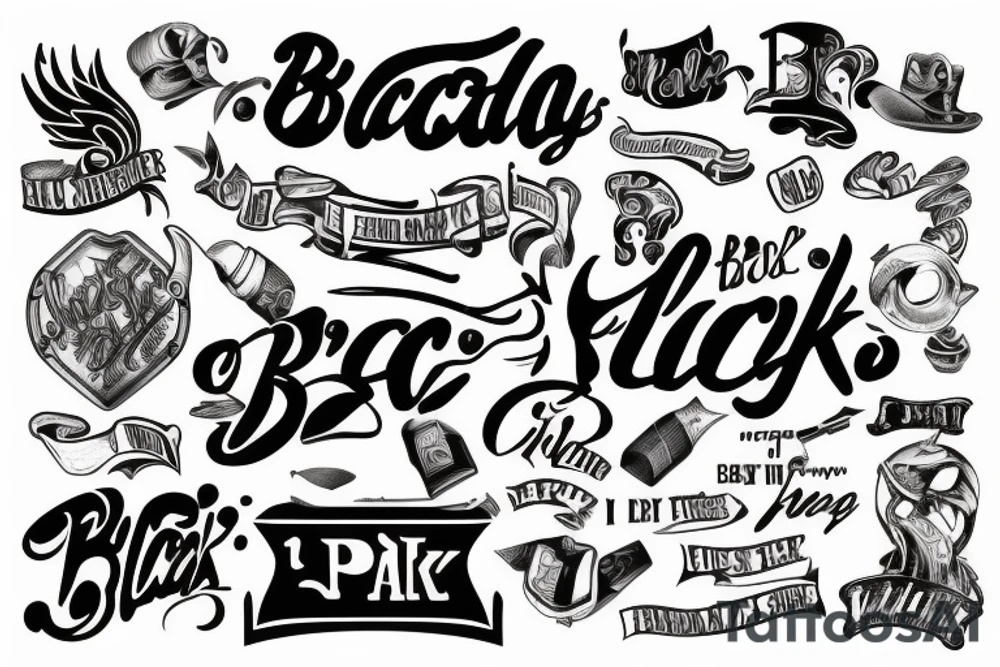 13 black lettering tattoo idea