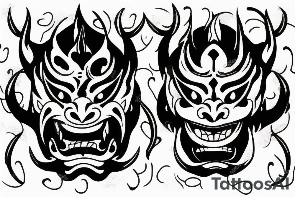 Simplistic hannya mask tattoo idea