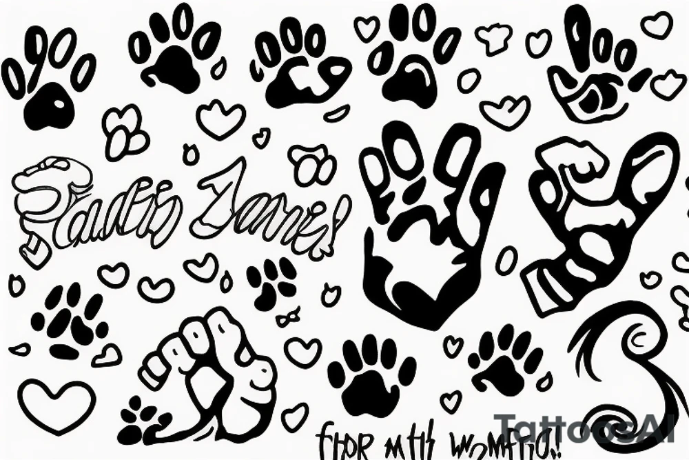 achor with two random dates on it and three paws on it tattoo idea