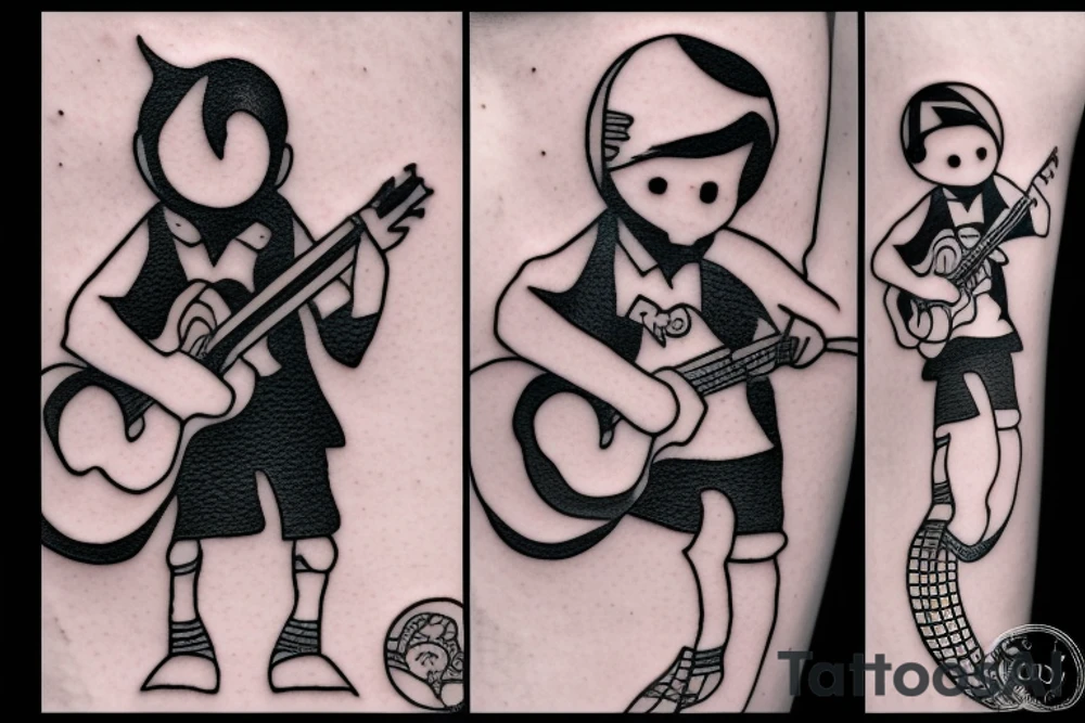 a little man playing a guitar on the moon tattoo idea a little man playing a guitar on the moon tattoo idea