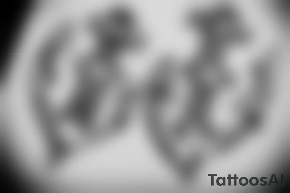 anchor with two random dates on it and three paws on it tattoo idea