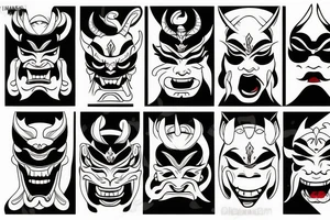 Minimalist hannya mask tattoo idea