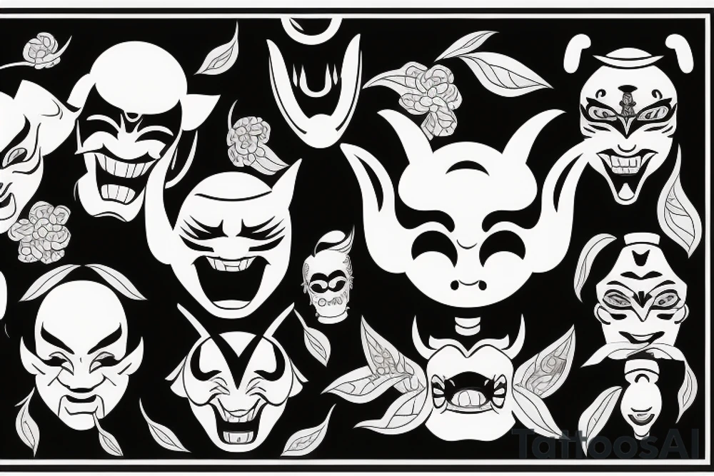 Minimalist hannya mask tattoo idea