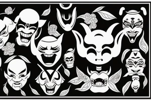 Minimalist hannya mask tattoo idea