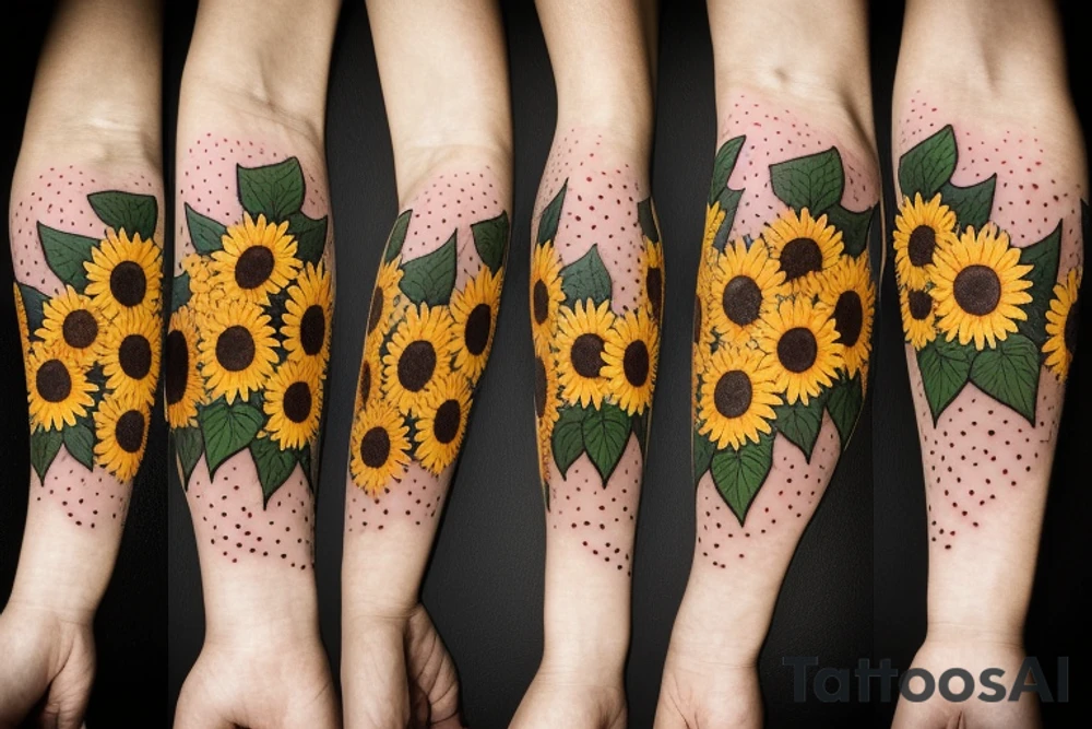 Vine of sunflowers and toadstools, tattoo idea