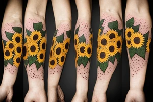 Vine of sunflowers and toadstools, tattoo idea