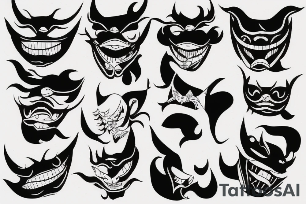 Minimalist hannya mask tattoo idea
