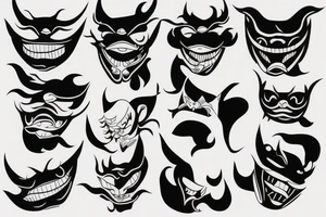 Minimalist hannya mask tattoo idea