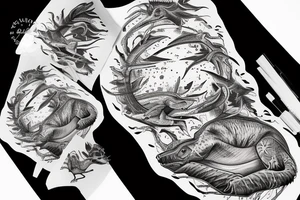 flash tattoo of a little dinosaur on the moon tattoo idea