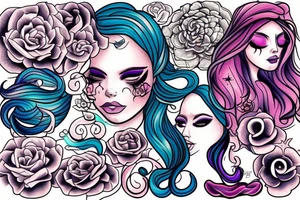 Beautiful Siren with cute colors tattoo idea