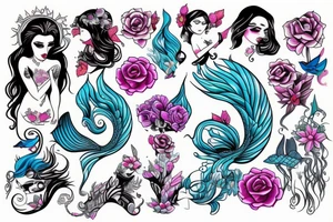 Beautiful Siren with cute colors tattoo idea