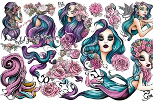 Beautiful Siren with cute colors tattoo idea
