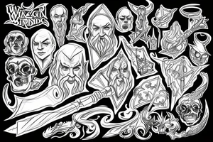 Wizard with staff and magic light tattoo idea