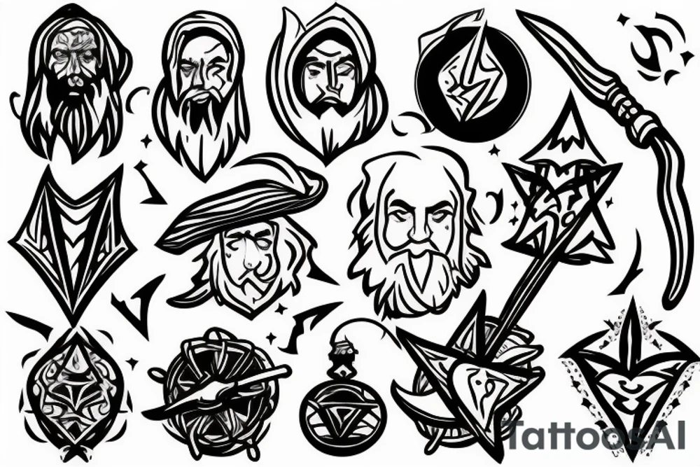 Wizard with staff and magic light tattoo idea