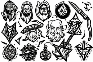 Wizard with staff and magic light tattoo idea