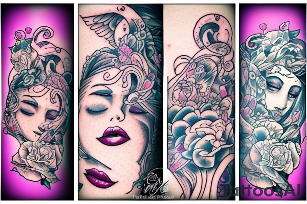 Beautiful Siren with cute colors tattoo idea