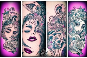Beautiful Siren with cute colors tattoo idea