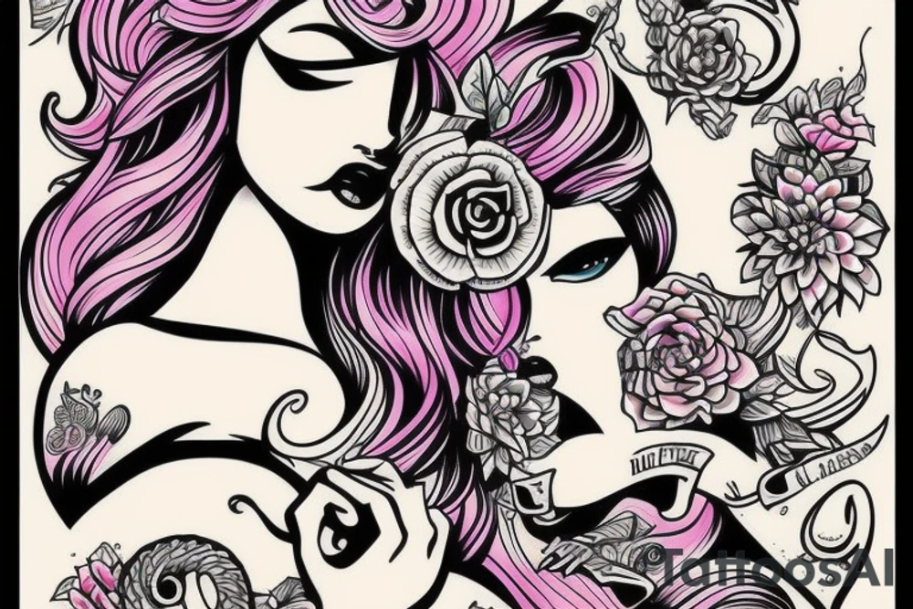 Beautiful Siren with cute colors tattoo idea