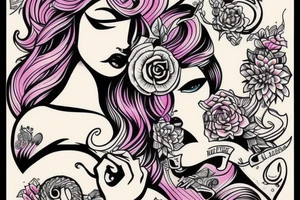 Beautiful Siren with cute colors tattoo idea