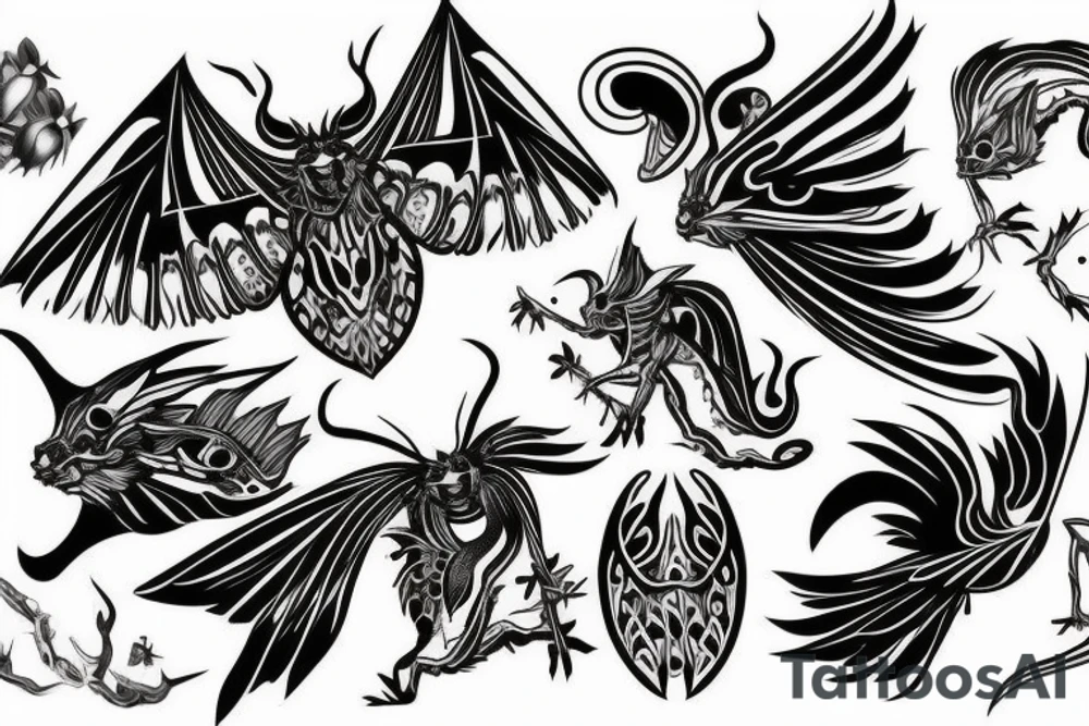 moth dragon tattoo idea
