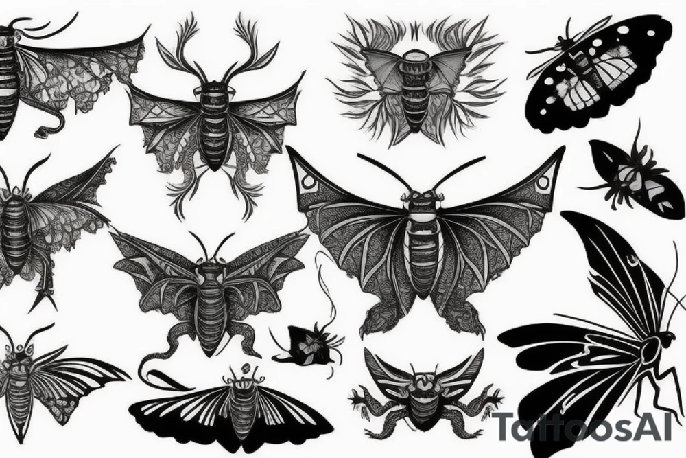 moth and dragon tattoo idea