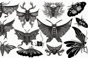 moth and dragon tattoo idea