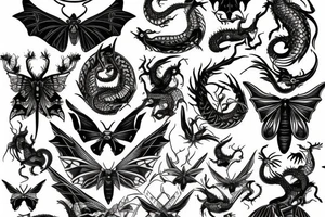 moth and dragon tattoo idea