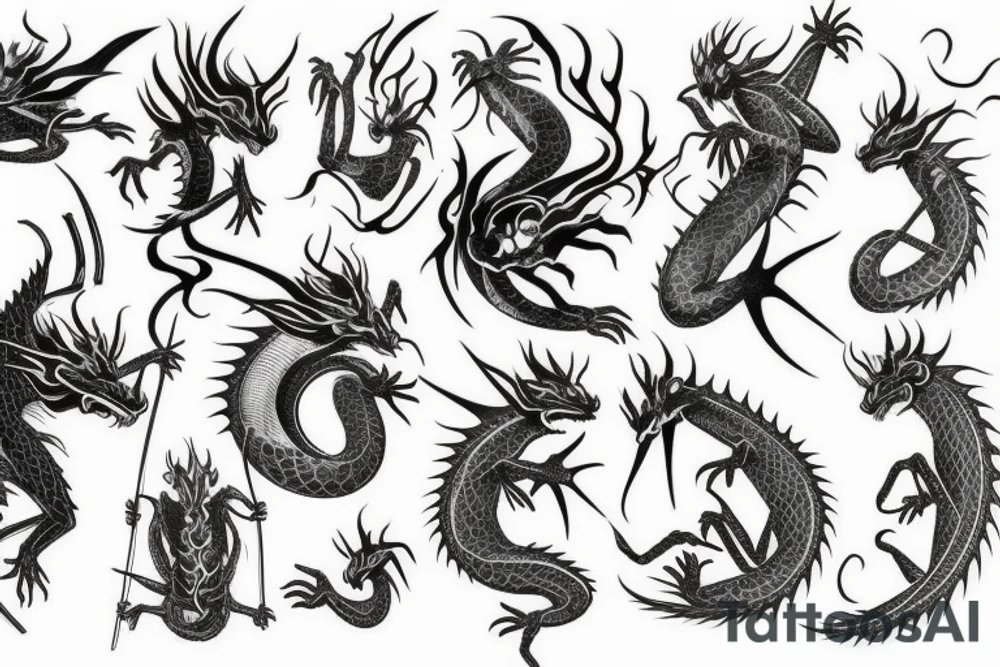 dragon and spiderlilly tattoo idea