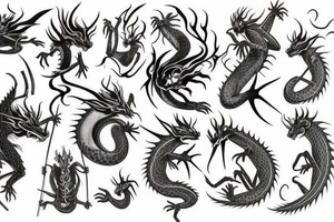 dragon and spiderlilly tattoo idea