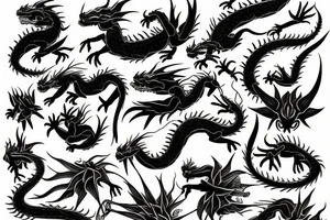 dragon and spiderlilly tattoo idea
