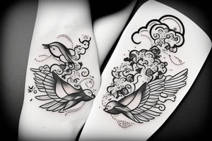 Bird with cloud heaven baby travel god tattoo idea