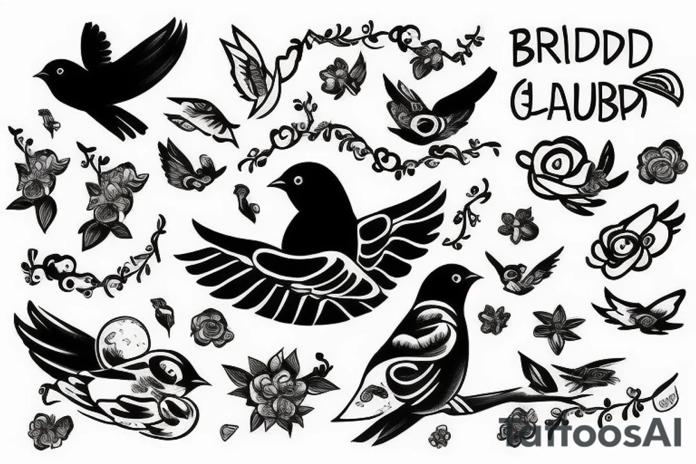 Bird with cloud heaven baby travel god tattoo idea