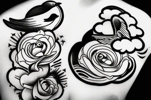 Bird with cloud heaven baby travel god tattoo idea